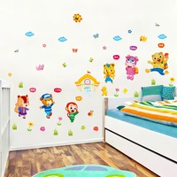 animal stickers for wall cartoon bathroom graffiti kitchen for kids rooms cute tiger pegatinas toy for children home decoration