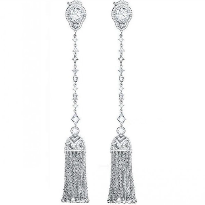 Женские свадебные серьги-кисточки GL Sweet циркониевые висячие серьги с подвесками