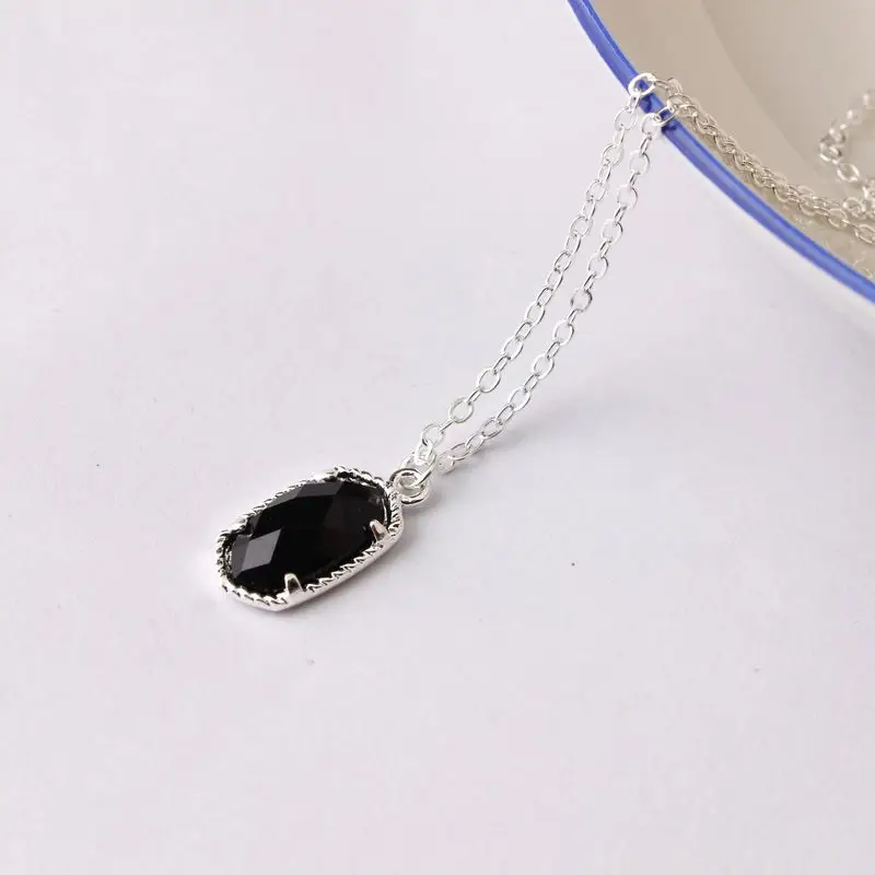 Silver Black Золотая цепочка, вертикальное мини овальное колье, ожерелье для женщин, модное, известный бренд, ювелирное изделие, Осеннее Ожерелье - Окраска металла: Silver Black