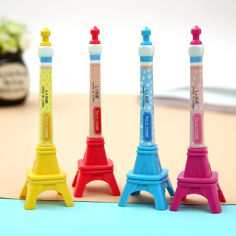 

24 Pcs Tower Style Creative Pen Day Korean Cartoon Lovely Student Prize Gift Ball Pen Gel Pen Cute Stationary Wholesale