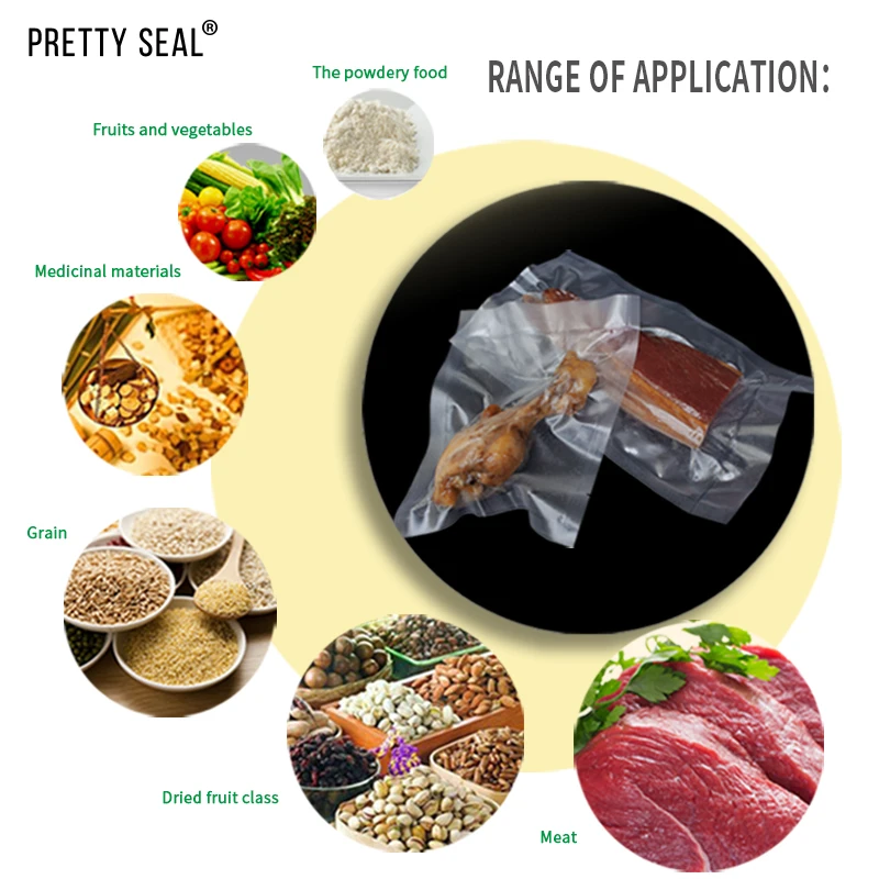 

PRETTYSEAL vacuum bags for food Vacuum Sealer Food Fresh Long 20cm*5M 2 Rolls/Lot bags for vacuum packer vacuum package