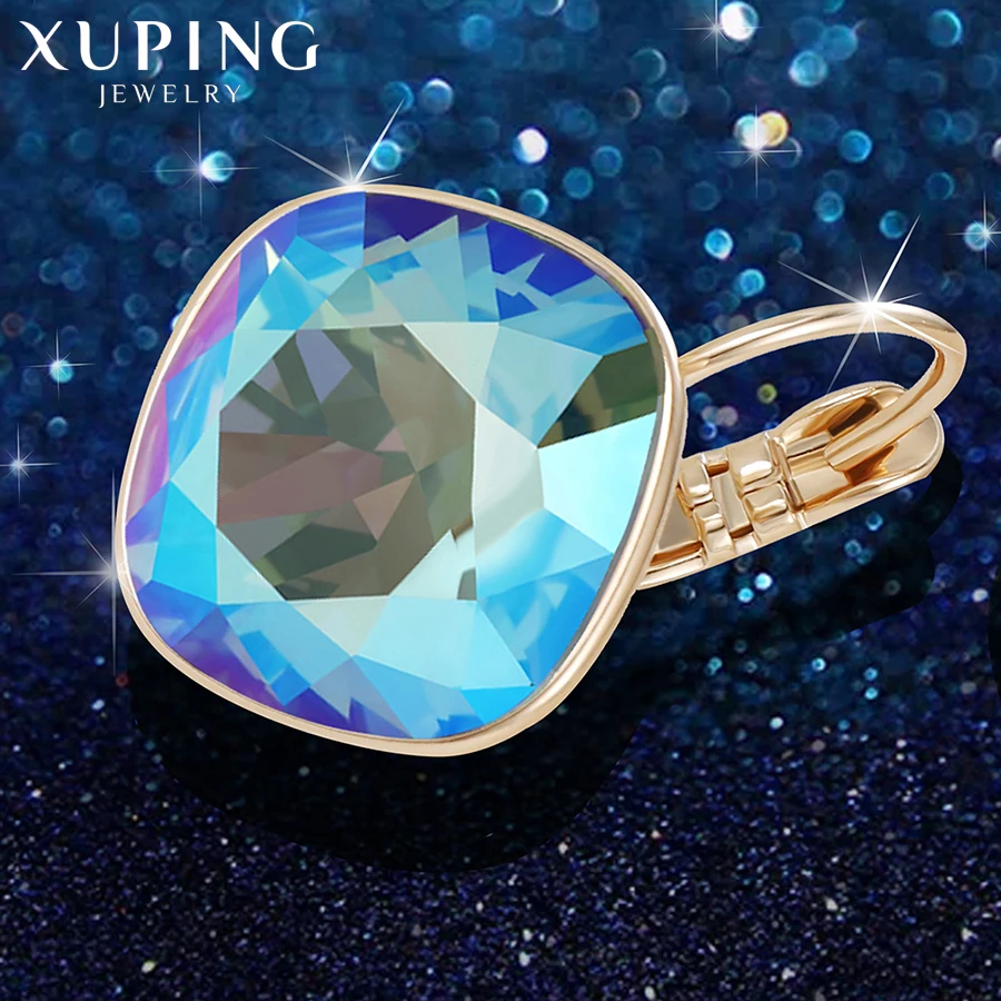 Xuping романтические серьги-кольца с кристаллами Swarovski золотого цвета, изысканные вечерние ювелирные изделия, подарок для женщин и девочек M76/M77/M78-20371