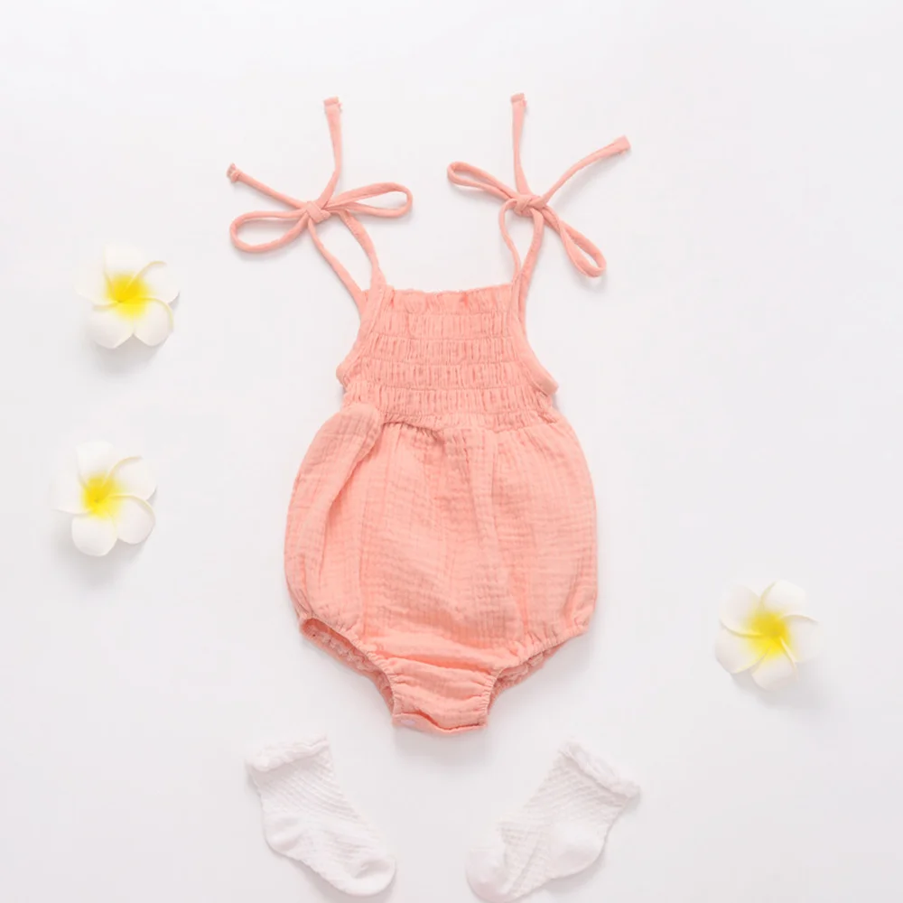 2019 новый дизайн для летние детские комбинезоны маленьких девочек Однотонная