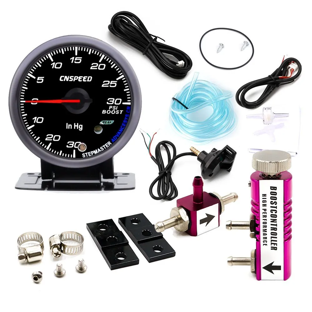 purple Controller CNSPEED 60 мм Автомобильный турбо Boost Gauge PSI с сенсором черное лицо белое и Янтарное освещение турбо boost метр и Регулируемый контроллер - Цвет: purple Controller