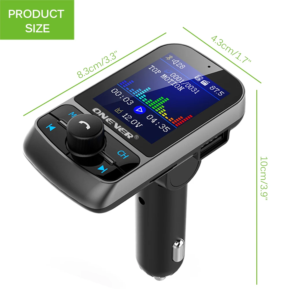 Onever 5V 3.1A fm-передатчик AUX модулятор Bluetooth беспроводной MP3 радио адаптер автомобильный комплект 1," цветной экран USB зарядное устройство TF карта