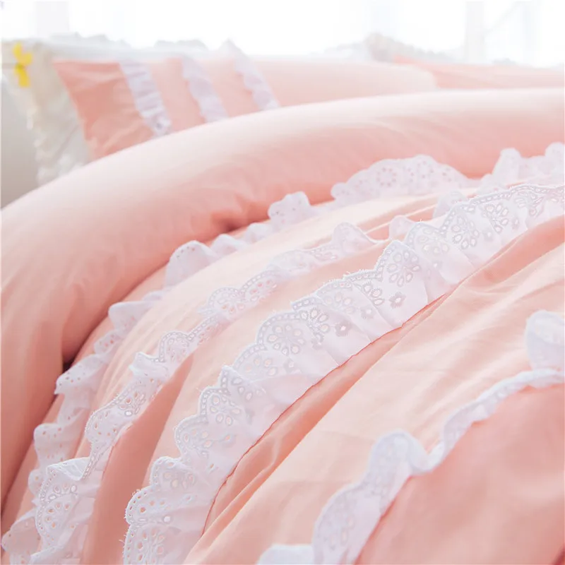 Однотонные комплекты постельного белья принцессы роскошные из 3/4 шт.