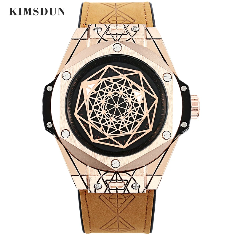 KIMSDUN Роскошные Модные фирменные новые популярные мужские кварцевые часы с