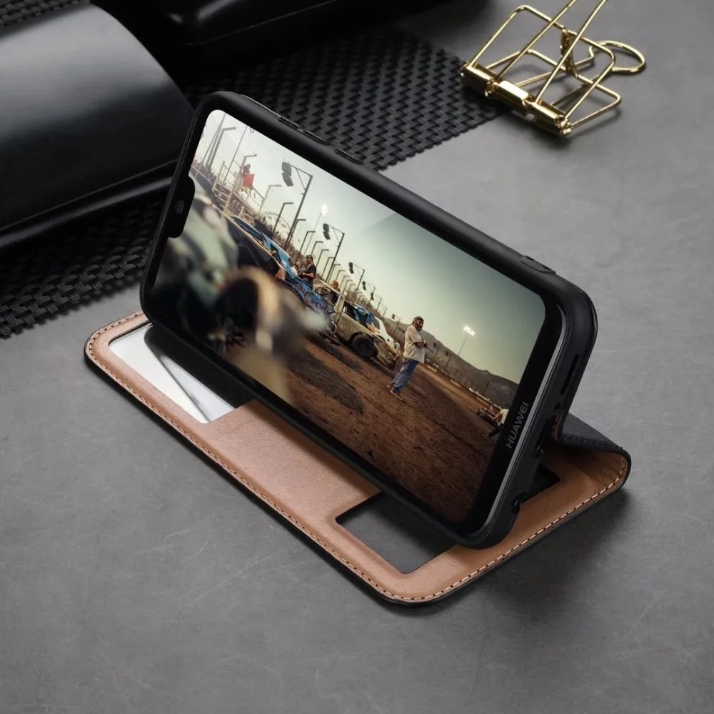 Роскошный Ультратонкий Флип-кейс из натуральной кожи умный флип-чехол