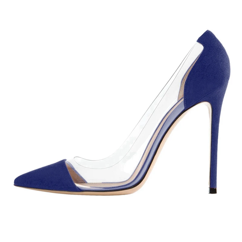 12CM Heel Height Женские туфли-лодочки на высоком тонком каблуке из прозрачной кожи; пикантные женские туфли принцессы с острым носком; кожаные туфли для вечеринок; большие размеры; C028A - Цвет: 12CM Heel Height