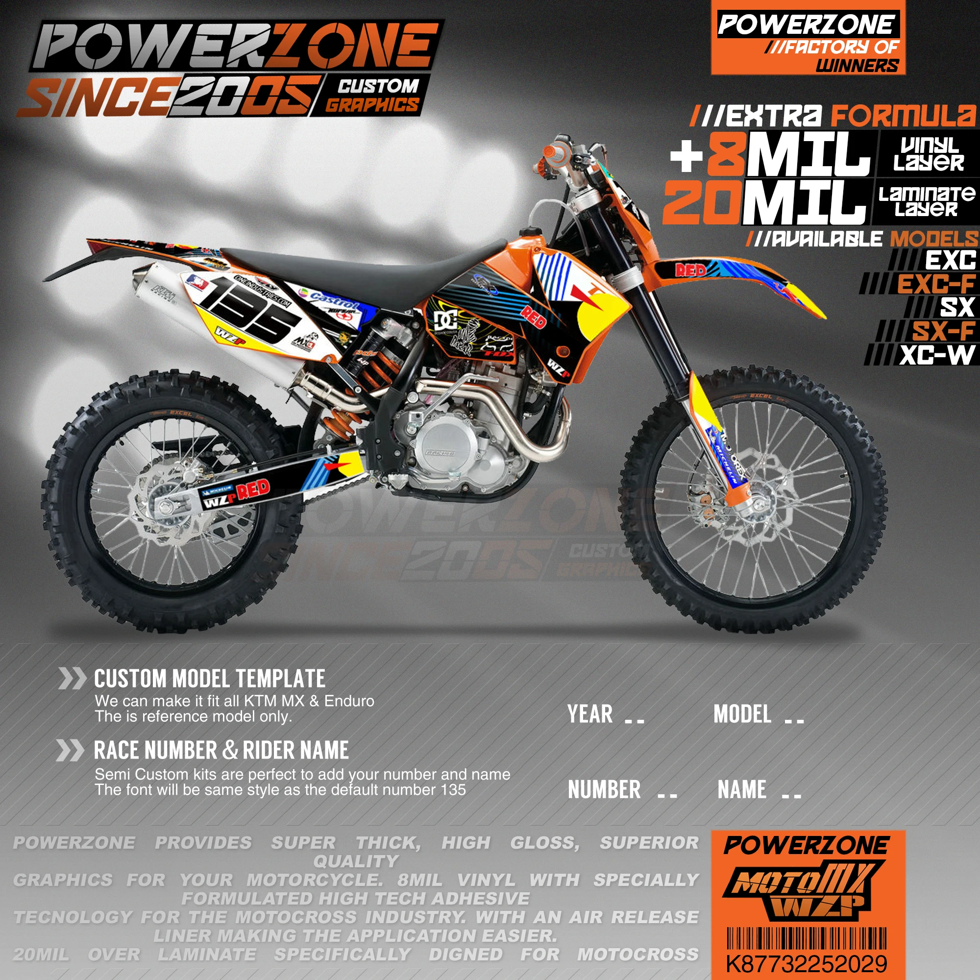 Персонализированные графические фоны PowerZone Team наклейки 3M Набор наклеек для KTM SX SXF