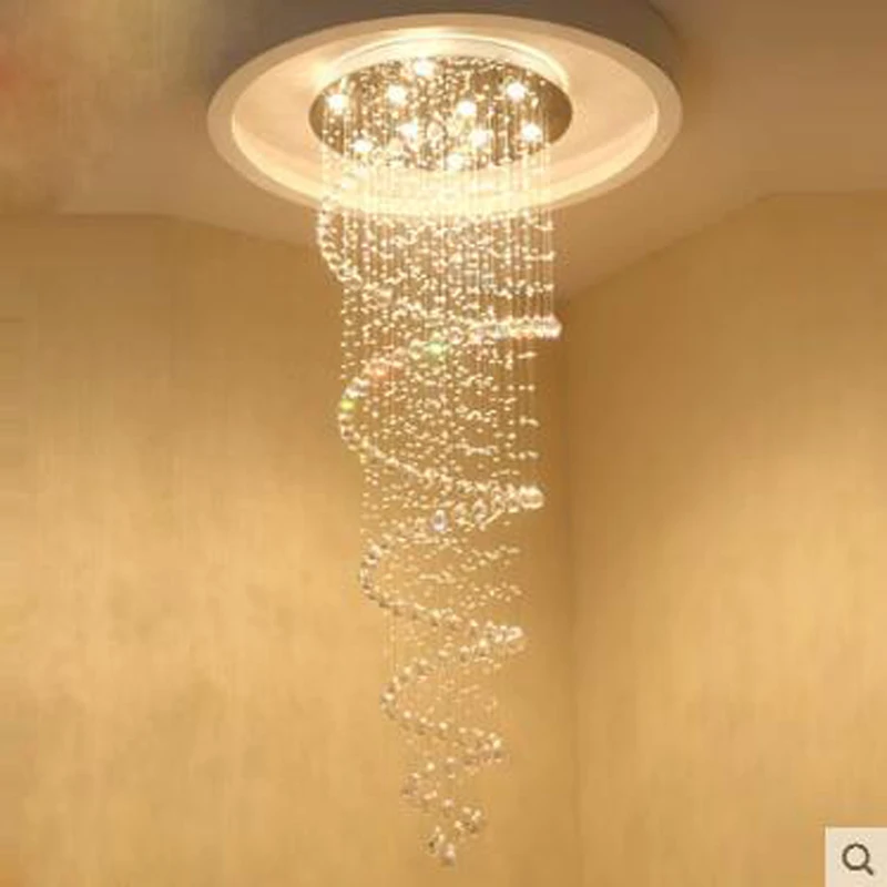 Crystal chandelier round in a rotating villa penthouse staircase Staircase living room LED | Освещение