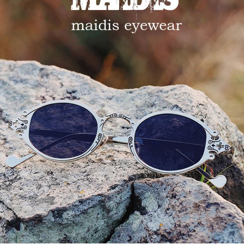 

Feishini 2019 blackLens Punk Sunglasses Women Oval Luxury Brand Designer Shades Sun Glasses Men Metal Eyewear Vintage Sunglass