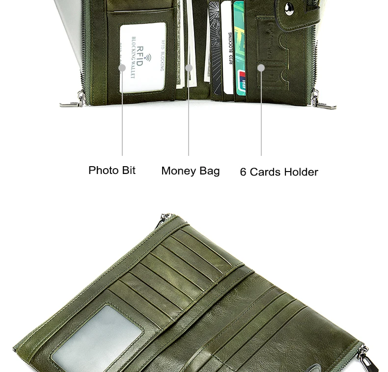 Роскошный кошелек из натуральной кожи, женские кошельки, RFID, женские клатчи, Длинный кошелек для монет, на застежке, для телефона, для денег, Женский держатель для карт