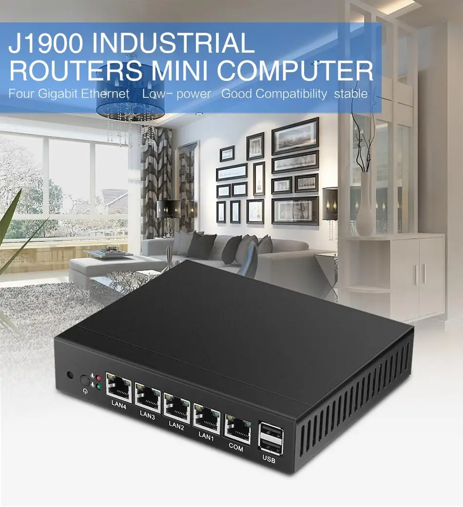 XCY промышленный компьютер мини-ПК без вентилятора intel celeron j1900 windows 10 Linux Ubuntu Настольный pfsense брандмауэр barebone микро ПК