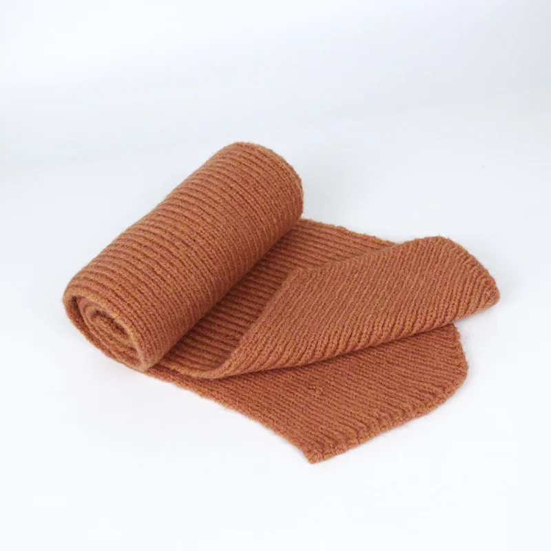 Scarf Orange Детский вязаный шарф и шапка комплект Skullies зимние теплые вязаные шарфы с натуральным мехом pom шапочка для мальчиков и девочек От 0 до 3 лет - Цвет: Scarf Orange