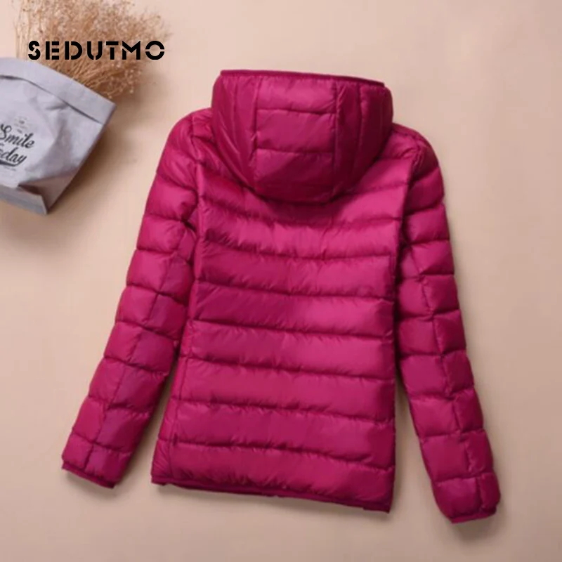 SEDUTMO зимние куртки размера плюс 4XL, женские пуховики, ультра-светильник, пальто на утином пуху, короткая куртка с капюшоном, весенние парки ED658