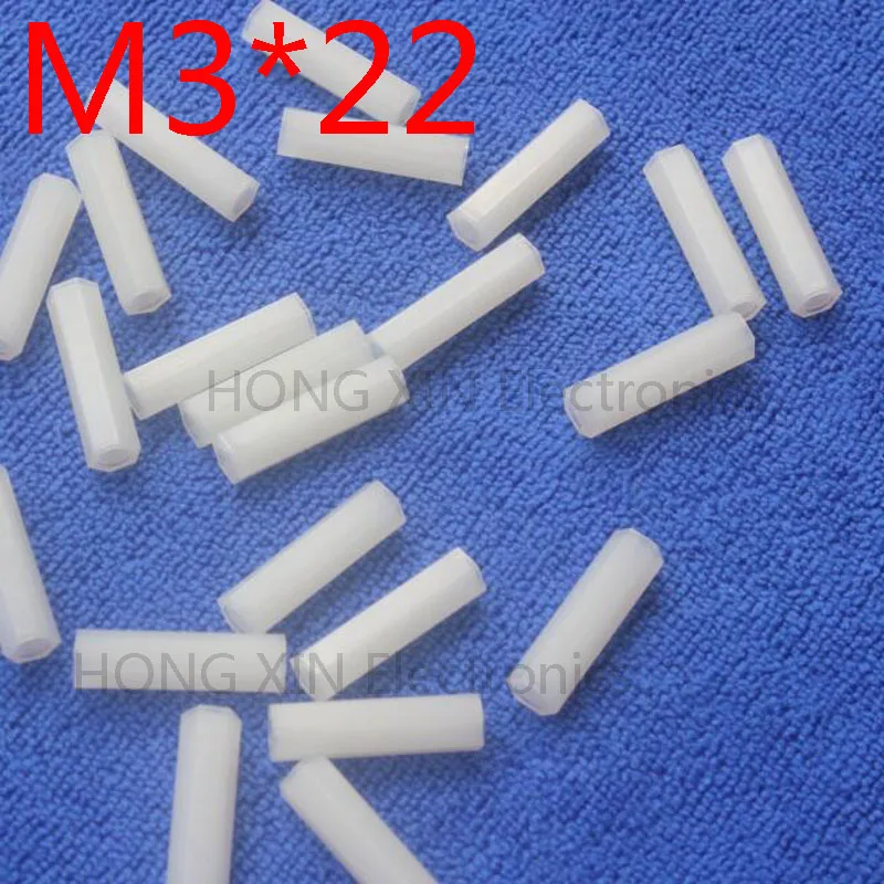 M3 * 22 мм 1 шт. Белая нейлоновая Шестигранная гнездо-гнездо с резьбой шестиугольная