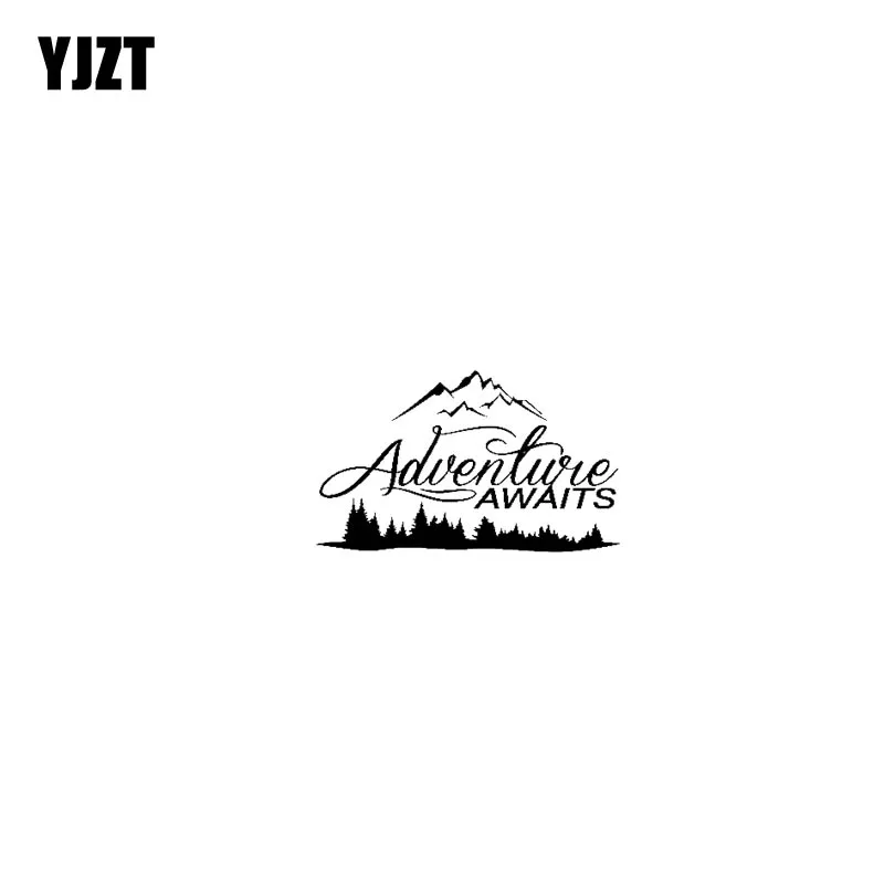 

YJZT 17.8CM*10.7CM Adventure Awaits Vinyl Motorcycle Black Silver Car Sticker Decals C13-000371
