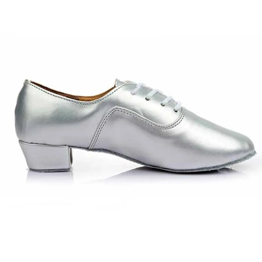 Мужские серебристые туфли из искусственной кожи для латиноамериканских танцев