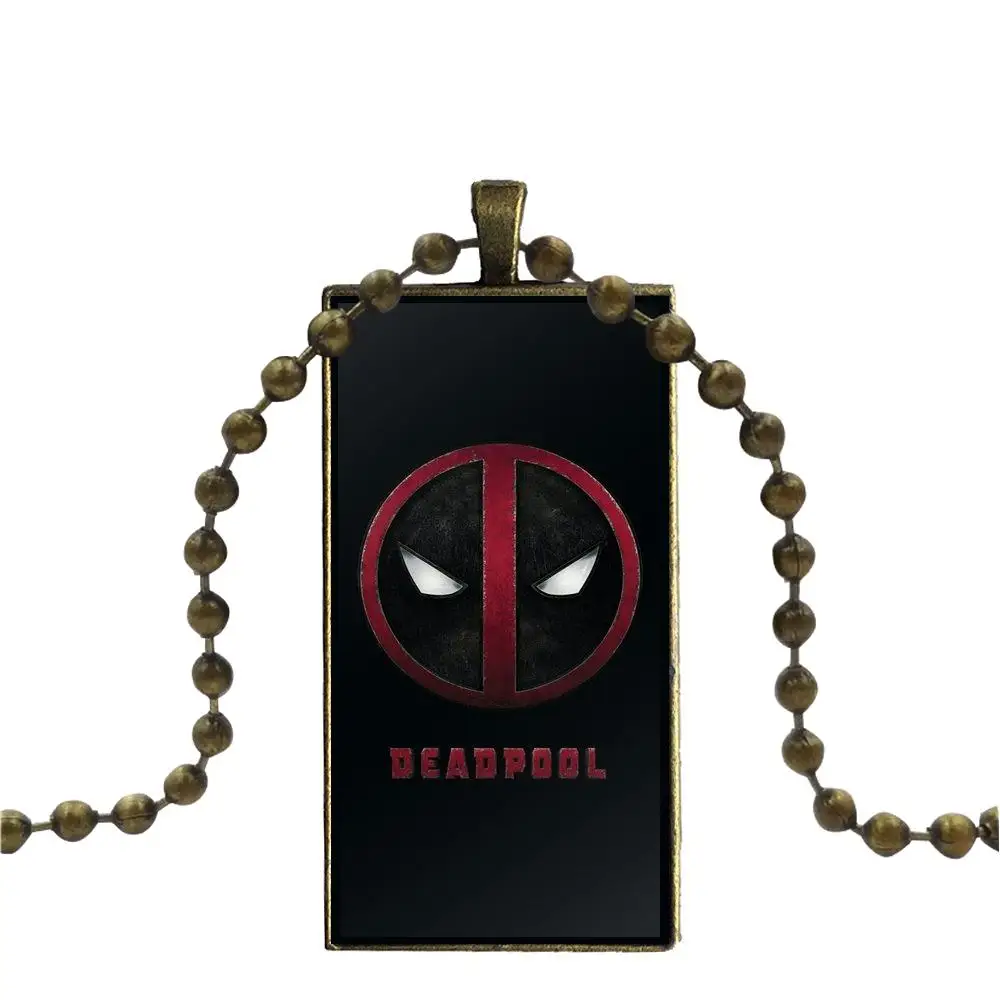 Superheroes Deadpool Logo For Women Party Gift Glass Pendant Galaxy Necklace Bronze Plated Necklaces Jewelry | Украшения и