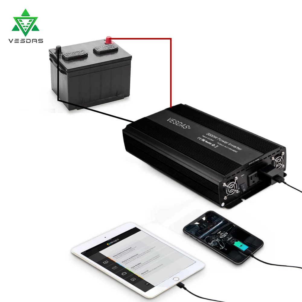 DC 12 V/24 V к AC110V/60 HZ 2000W модифицированная Синусоидальная волна от сетки инвертор