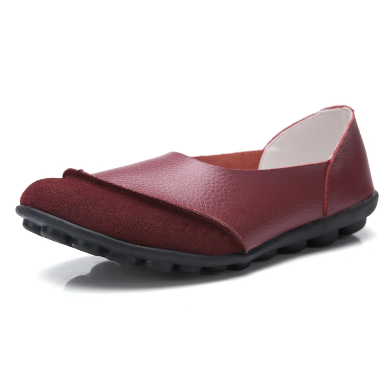 Wine Red ZIMNIE/брендовые летние женские мягкие кожаные туфли на плоской подошве для отдыха; женские мокасины; лоферы; женская повседневная обувь для вождения; большие размеры 35-44 - Цвет: Wine Red