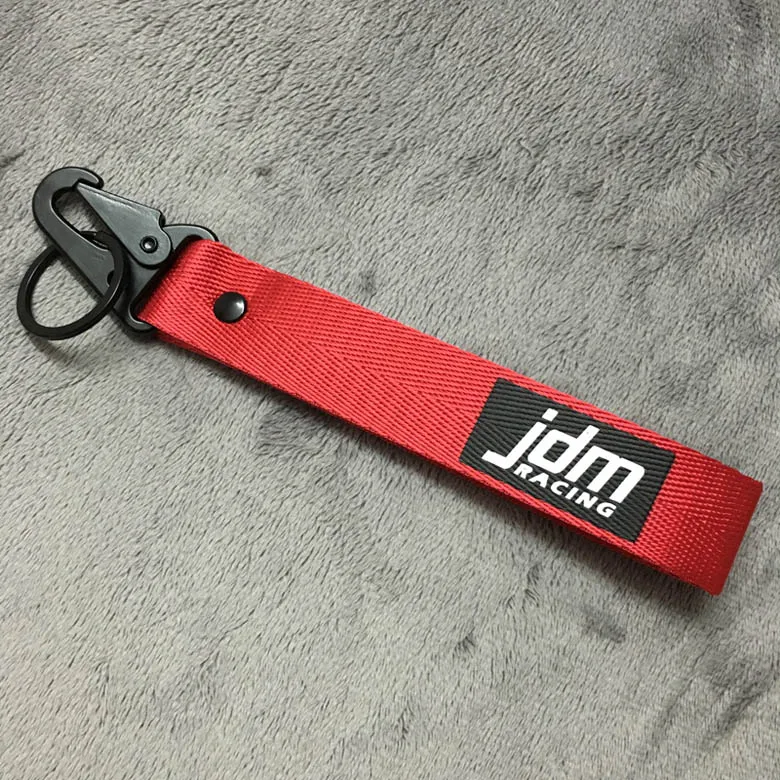 1pc red JDM Гоночный брелок для ключей, мобильный телефон, ID карта, подвесной ремешок, ремешок на запястье/ладонь, ремешок, держатель для сотового телефона, брелок, черный крючок - Название цвета: 1pc red