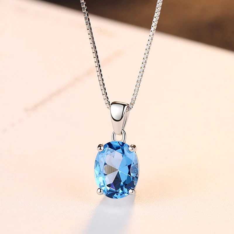 High Quality Classic 925 Sterling Silver Blue Crystal Zircon Necklaces &amp Pendants S925 Fine Jewelry | Украшения и аксессуары