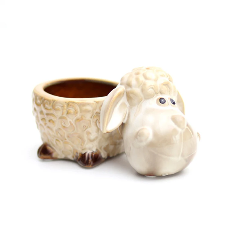 Мультфильм ягненка керамические цветочные горшки настольные бонсай горшок