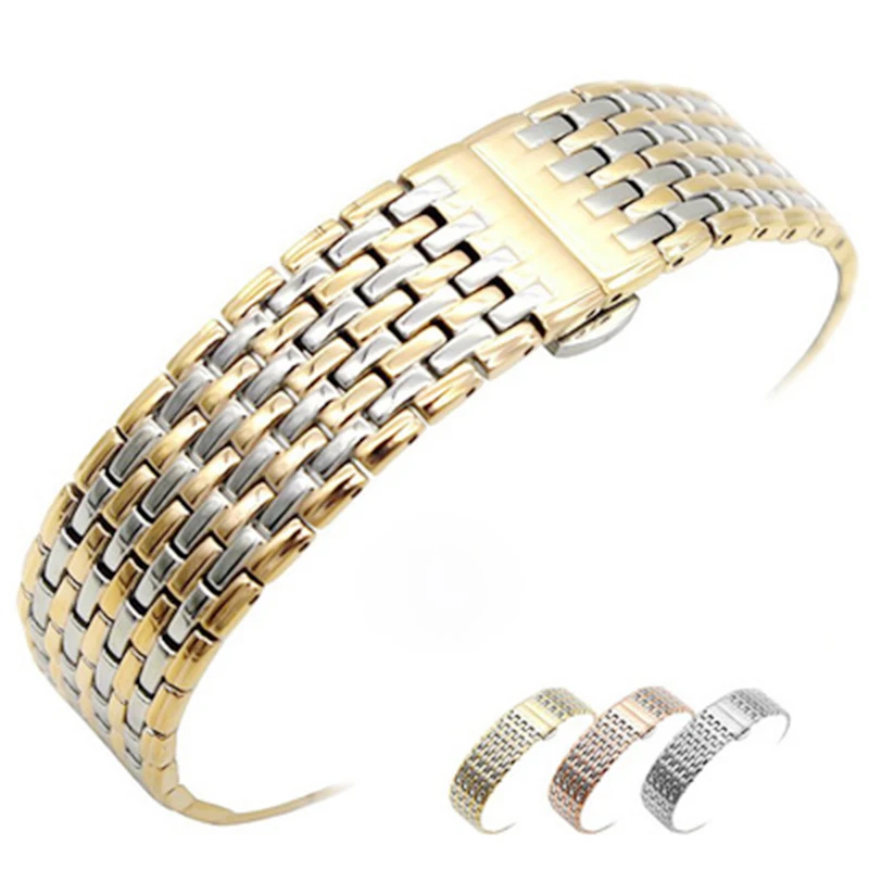 Watch Accessories Thin section Nine beads solid stainless steel watch  strap 13 18 20 22mm men's steel bracelet ladies strap