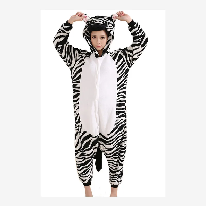 животное Зебра onesie пижамы Lounge набор для взрослых унисекс костюм пижама женская