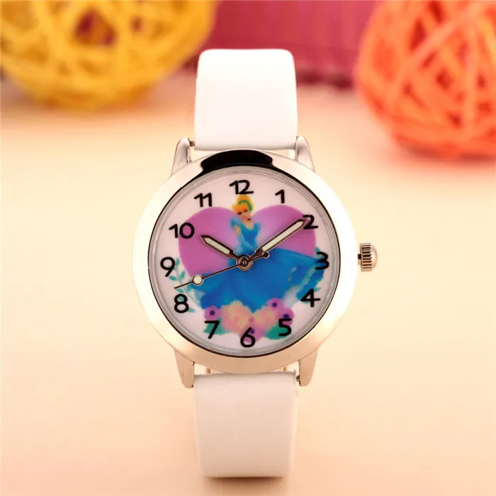 2017 брендовые Детские часы с героями мультфильмов принцессы модные милые кожаные