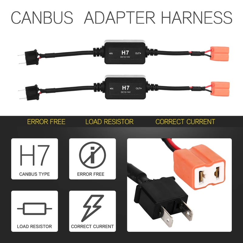 Oslamp H7 Canbus жгут проводов адаптер Светодиодный светильник для автомобиля налобный