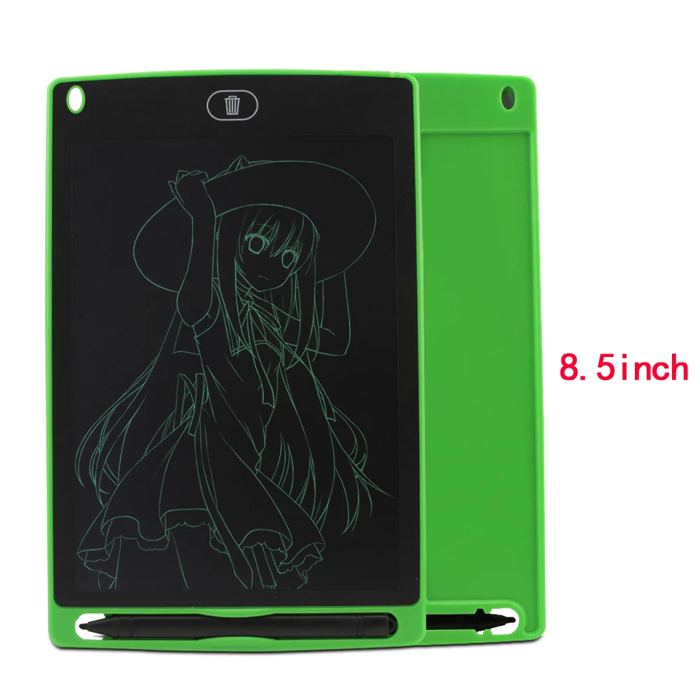 8.5inch green Игрушки для рисования 8,5/12 дюймов ЖК-планшет для письма стереть планшет для рисования электронный безбумажный ЖК-почерк коврик для рисования детская письменная доска малыш - Цвет: 8.5inch green