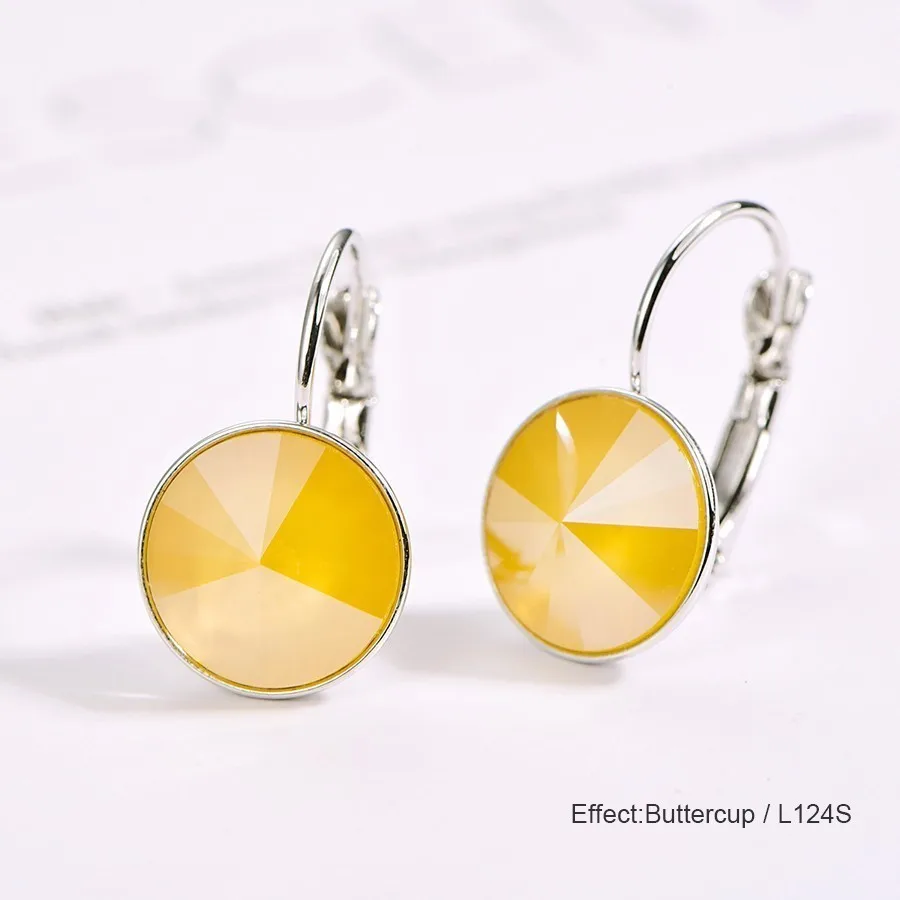 L124S Серьги-гвоздики с кристаллами Swarovski, новые модные круглые женские серьги Bella, вечерние свадебные серьги, ювелирные изделия, подарок для мамы и женщины - Окраска металла: L124S