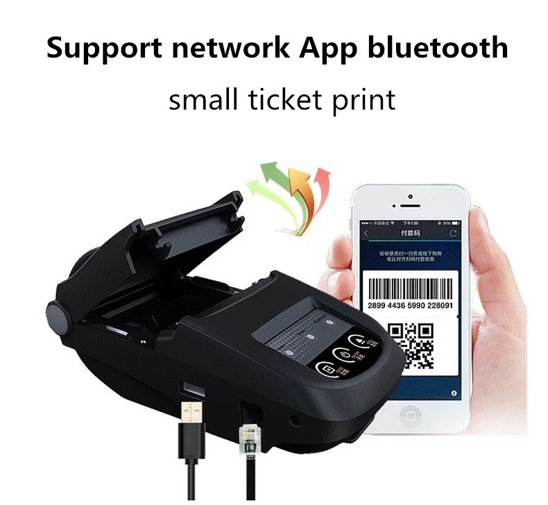 Термопринтер Bluetooth+ USB интерфейс Портативный Мобильный Мини чековый принтер этикеток с поддержкой Apple Windows