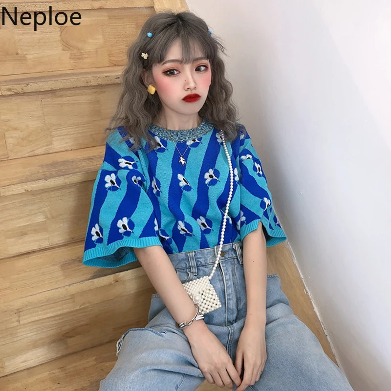 Женские трикотажные футболки Neploe Ice летние с круглым вырезом и коротким рукавом