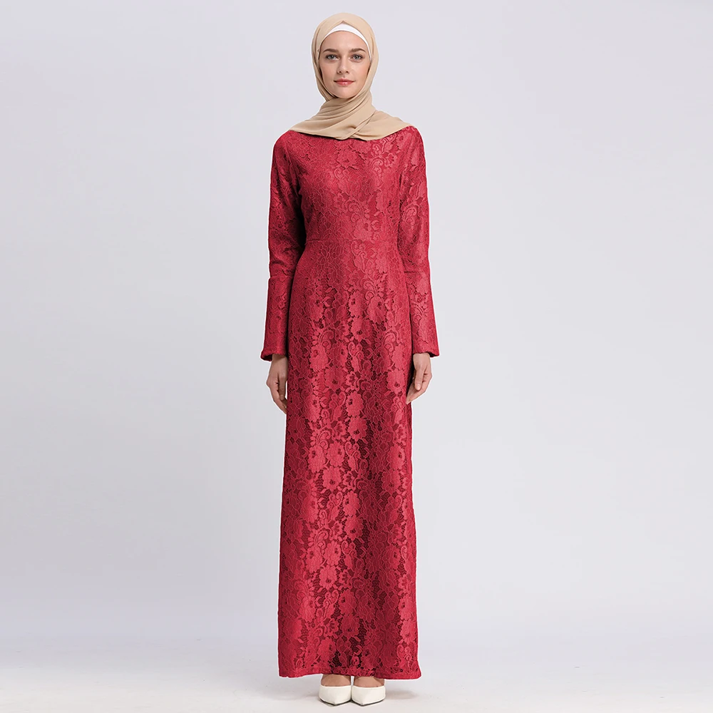 Элегантное мусульманское кружевное платье-футляр abaya, макси, кардиган с расклешенными рукавами, длинные халаты, туника, мусульманская одежда