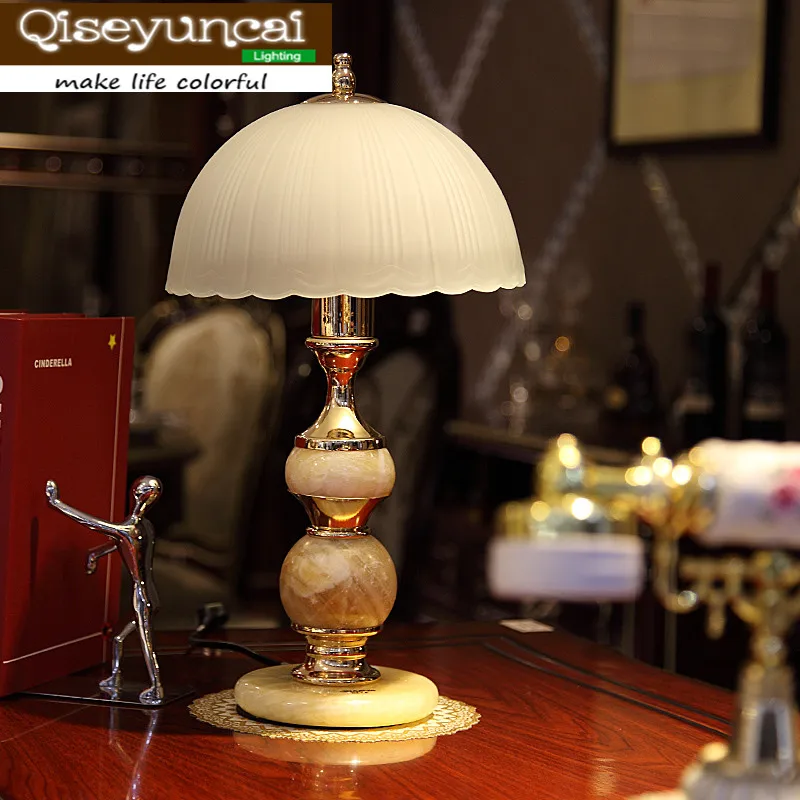 Новинка 2018 года европейская настольная лампа Qiseyuncai из мрамора для гостиной