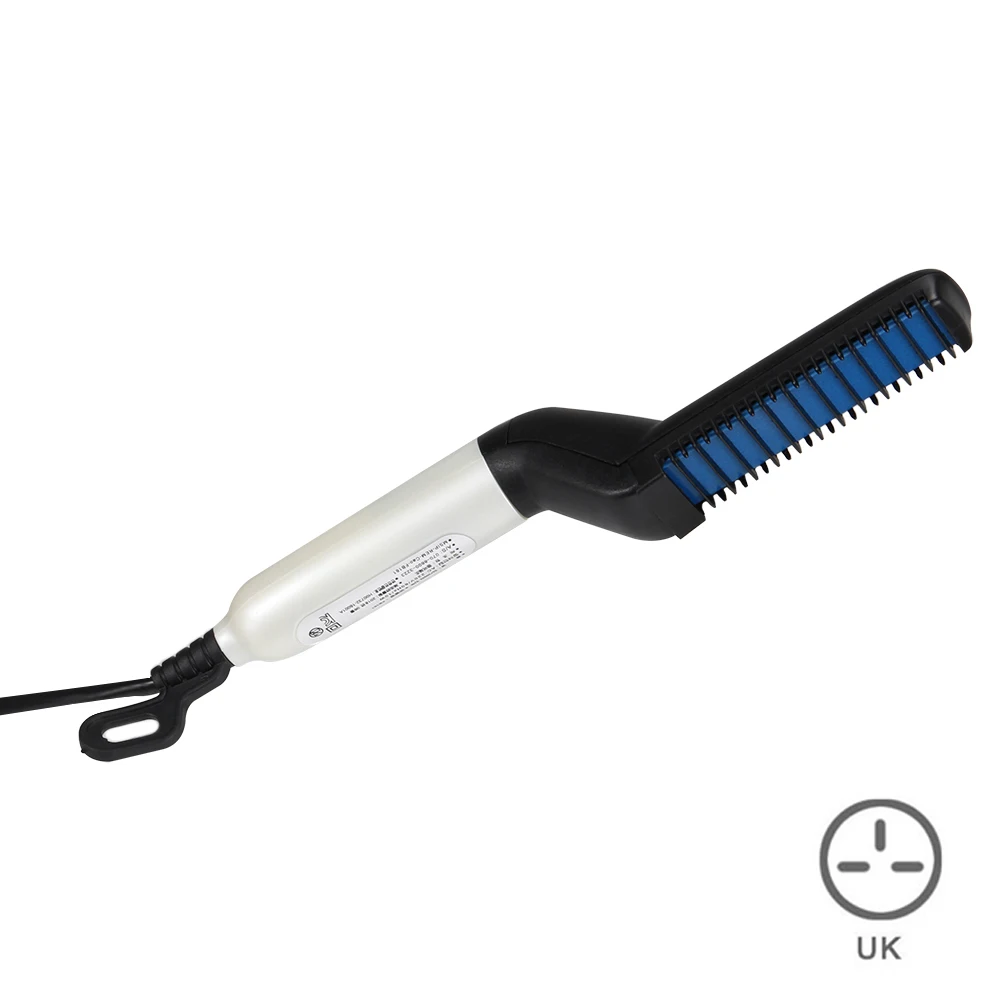 UK Plug Для мужчин быстрый выпрямитель для бороды Styler гребень многофункциональный щипцы для завивки волос шоу кепки инструмент QS888 - Цвет: UK Plug