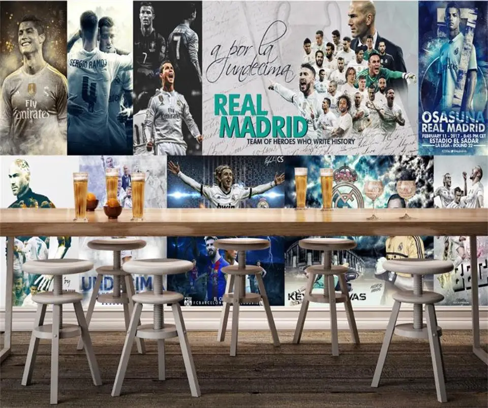 На заказ 3D фото обои Нетканая Фреска комната Clronaldo и футбол 3D фото диван КТВ Бар фон Настенные обои домашний декор