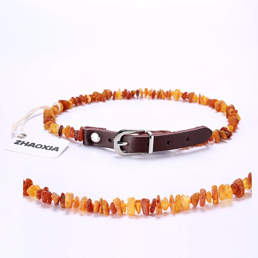 Сырой Прибалтики Янтарный Блошиный и клещевый ошейник с регулируемым кожаным ремешком для собак и кошек-лабораторное тестирование