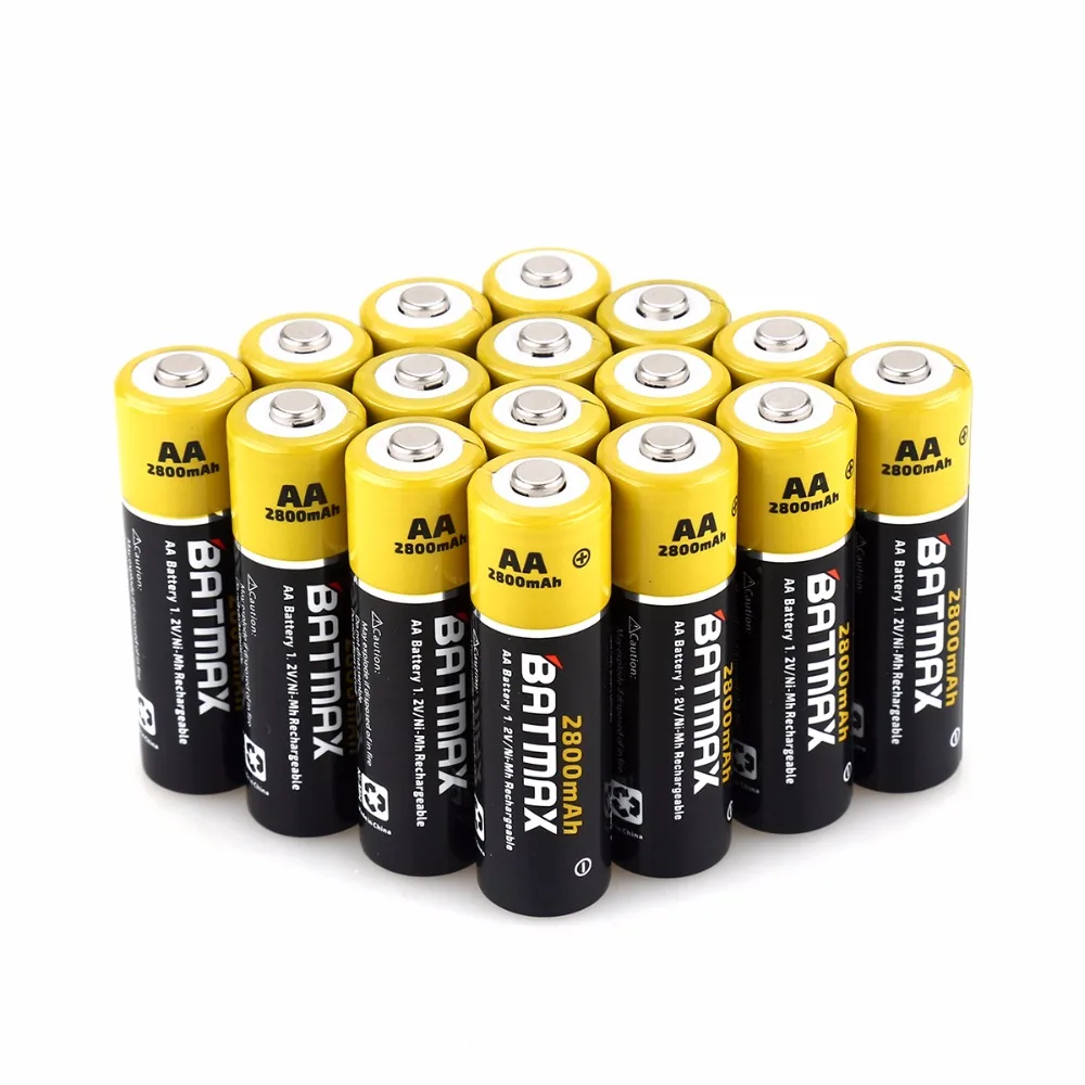 Перезаряжаемые батареи AA NiMH большой емкости 16 упаковок 2800 мАч|rechargeable battery|battery