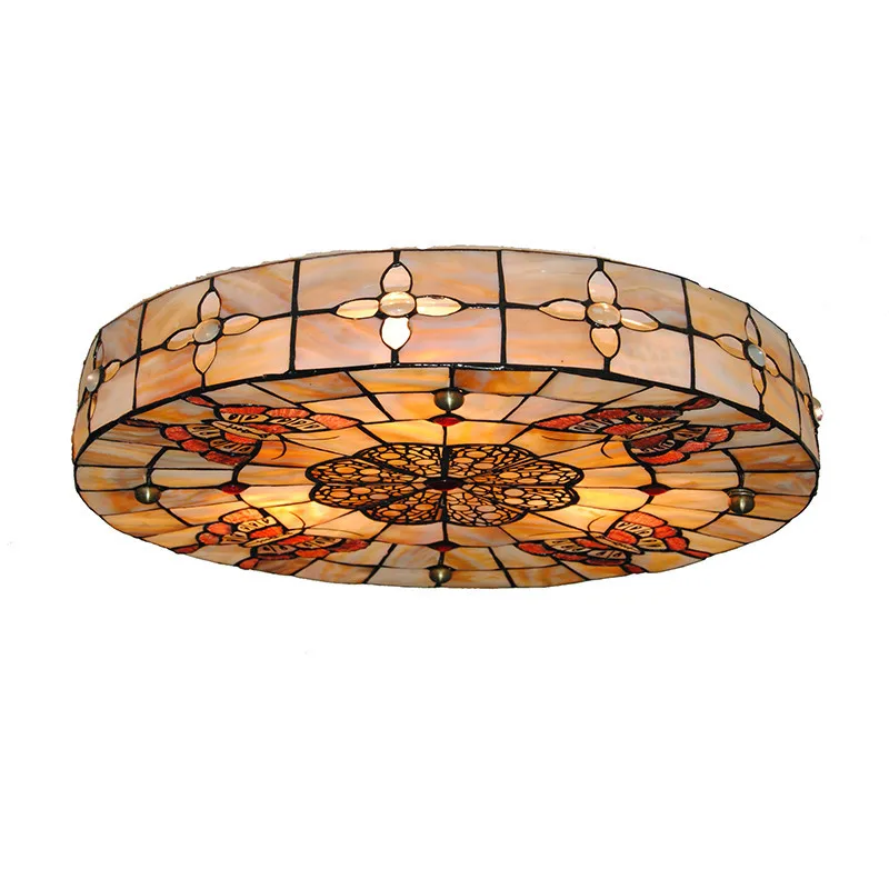 

Tiffany Butterfly Ceiling Light E26/E27 Baroque Retro Cherry Blossoms Lampshade Bedroom Aisle Porch Hanging Lamp Home Decor C262