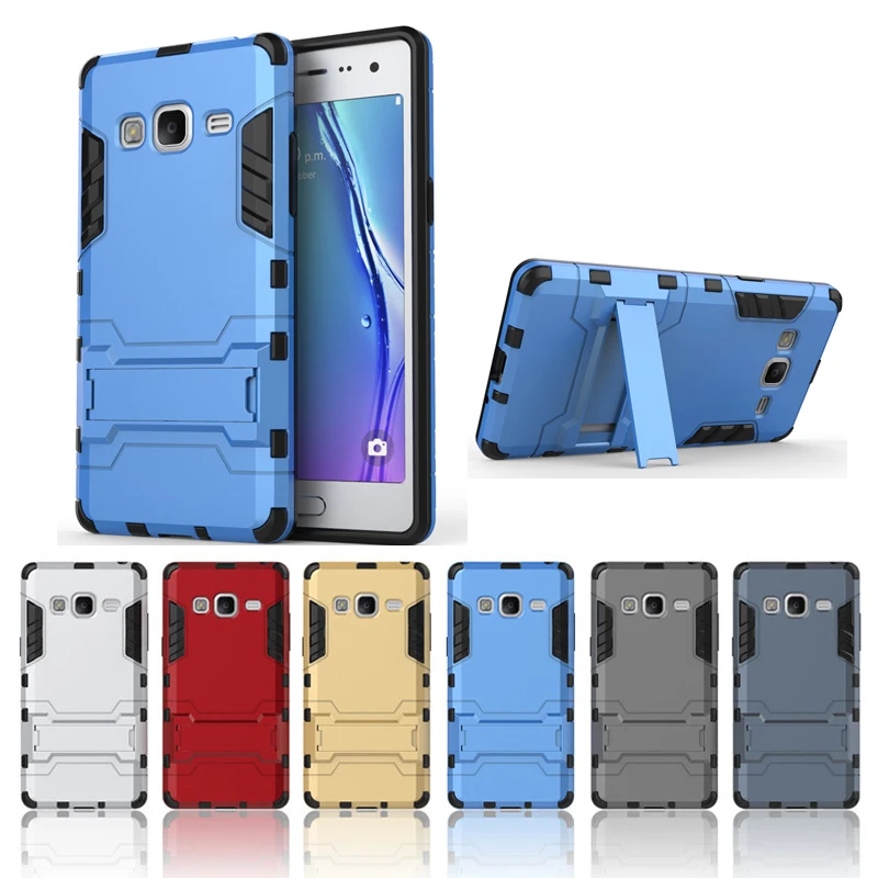 Чехол для samsung galaxy Z3 3 in1 ТПУ Стенд противоударный задняя крышка Тонкий Железный