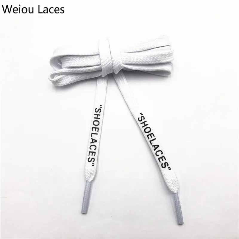Weiou бренд Off White плоские полиэфирные шнурки печать "шнурки" Зеленый Оранжевый OW подписанные совместно беговые шнурки на заказ