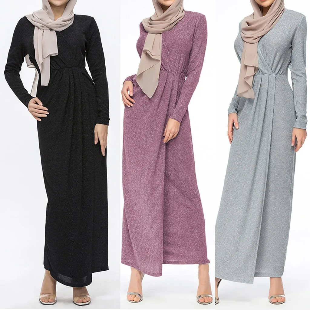 Мусульманское женское скромное платье макси Abaya Турция Дубай мусульманский