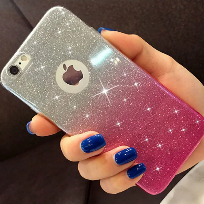Роскошный Блестящий Мягкий силиконовый чехол с градиентом для iPhone XR XS Max X