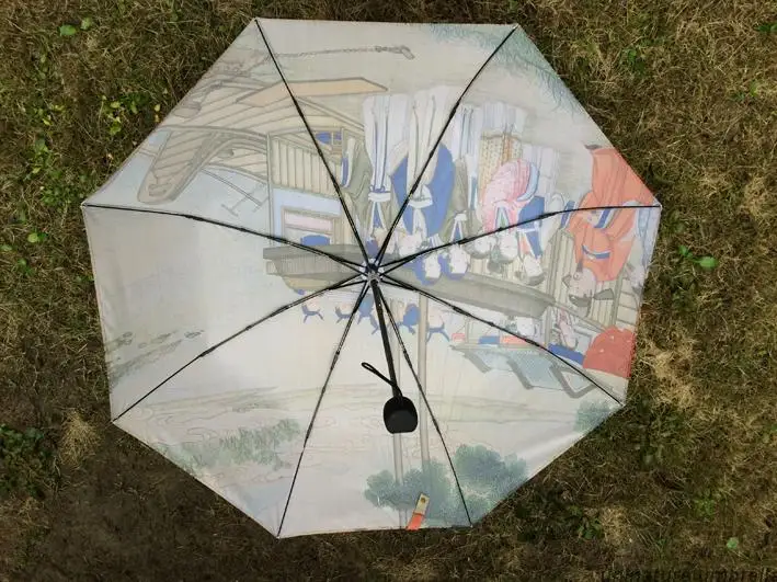 Литературный креативный китайский Рисунок Красная Луна Зонт мечты ручная