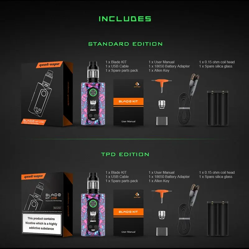 Оригинальный Geekvape лезвие mod 235 Вт с авиационного Материал лезвия коробка для